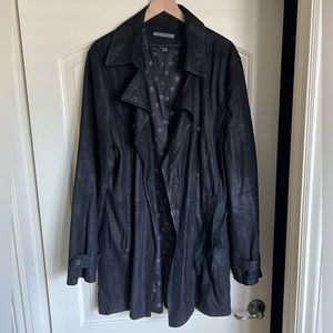 John Varvatos Suede Black Trench Coat MSRP: $2998
